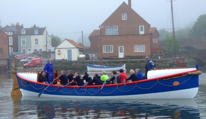 The restored William Riley afloat in Whitby for crew training.