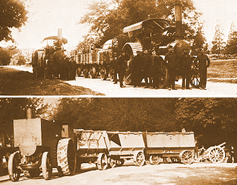 Fowler Road Locomotives, lower image is of an armoured road train from the Boer War.